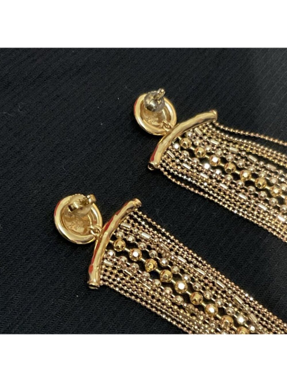 Goossens Paris Golden Chain Fringe Tassel Shoulder Duster Earrings Runway Long - Picture 5 of 7